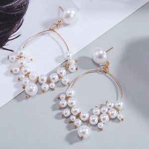 Pearl Drop Hoop Earrings